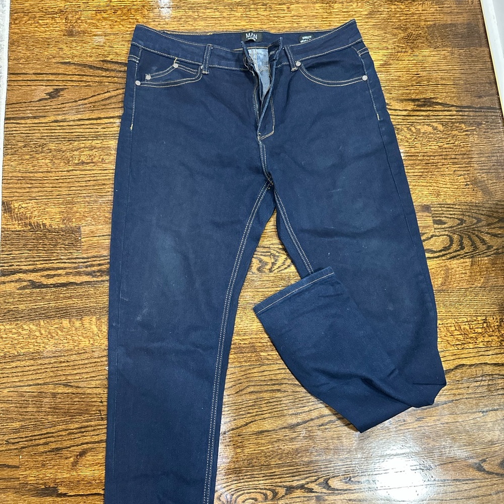 Boohoo Man Dark Blue Denim Jeans size 34-36 waist
